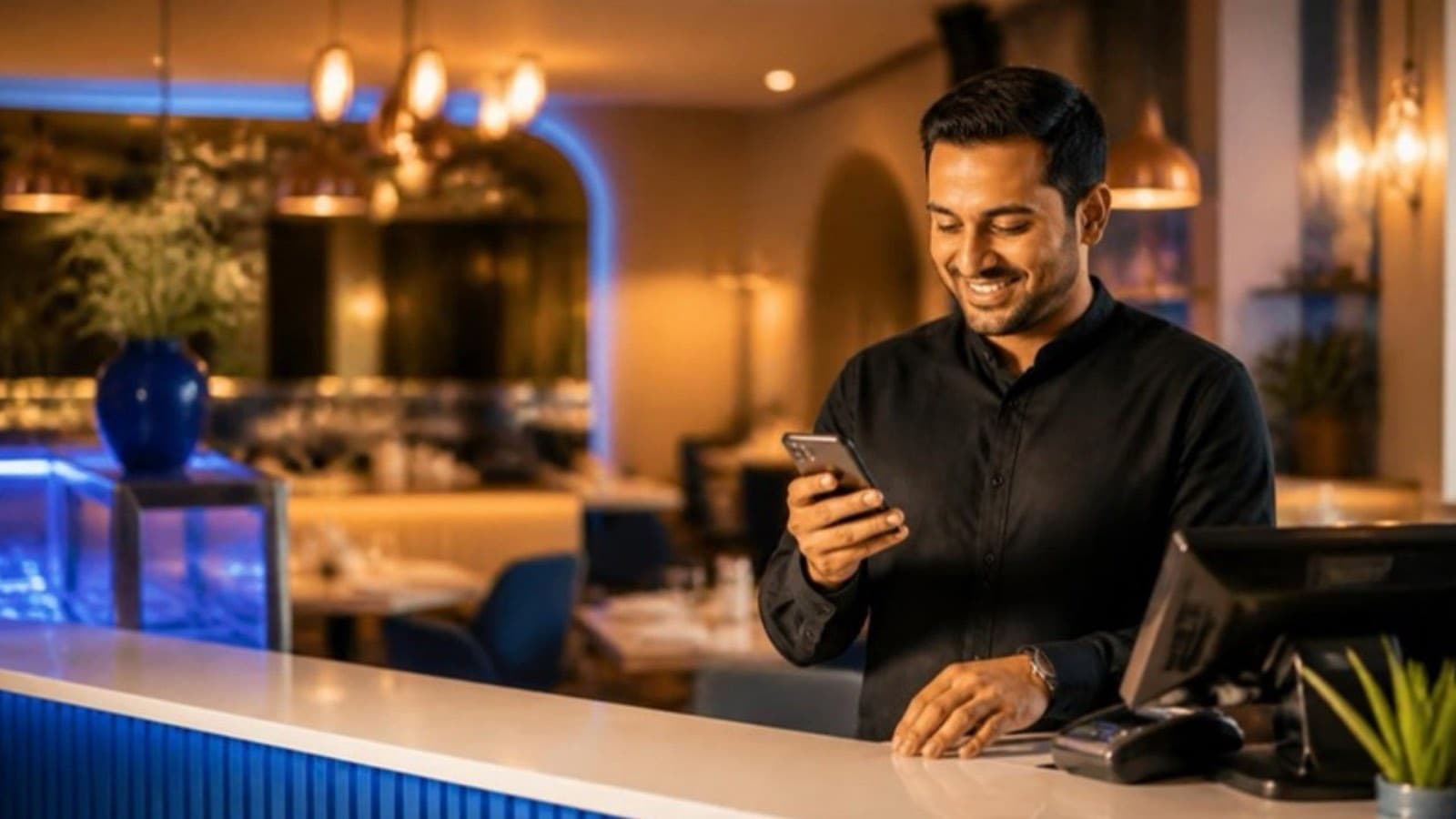 A restaurant owner checking orders an AI agent took overnight